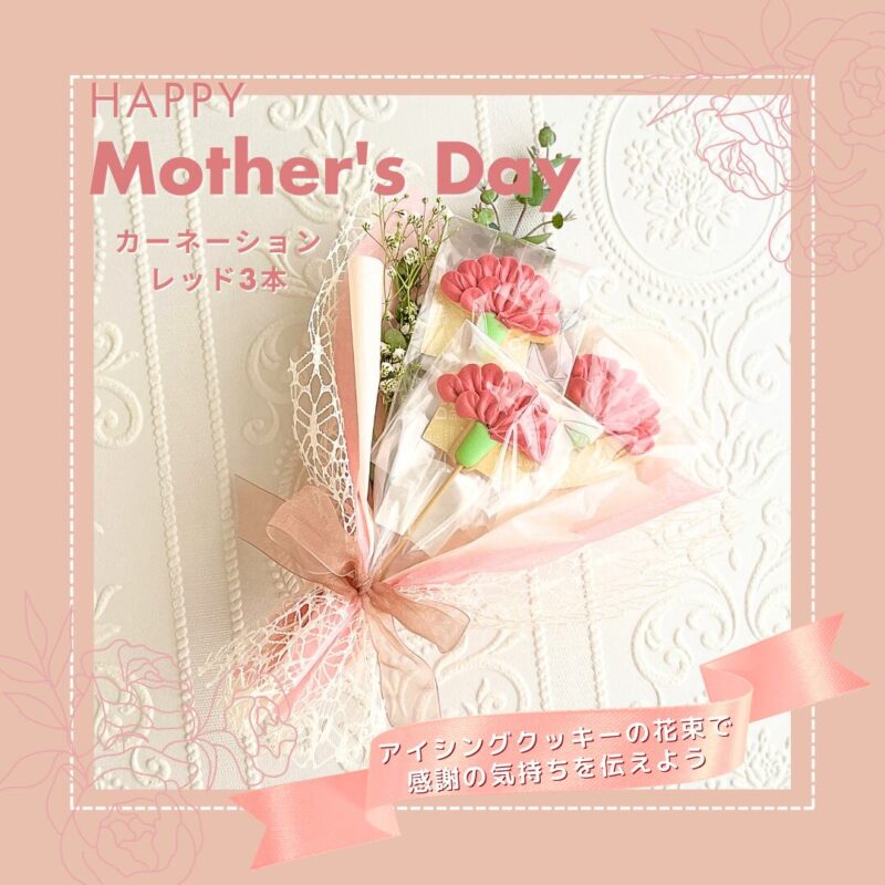 母の日カーネーション花束 レッド 3本